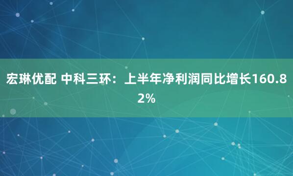 宏琳优配 中科三环：上半年净利润同比增长160.82%